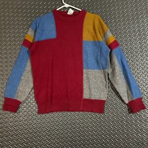 Vintage Parcours 100% Lambswool Colorblock Sweater Men's L Multicolor Geometric‎